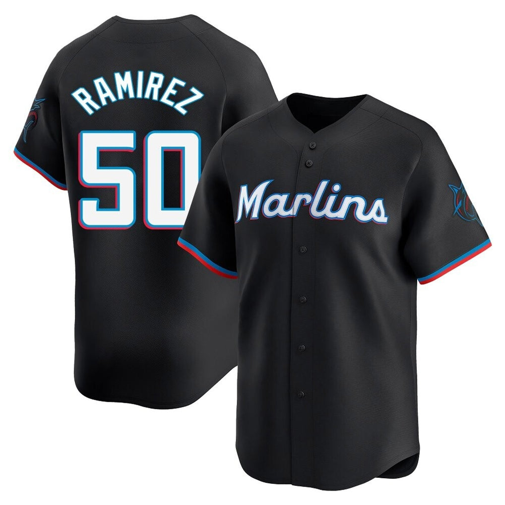 Ldoa M.Marlins #50 Agustin Ramirez Player Black  Home Limited Stitched Jerseys