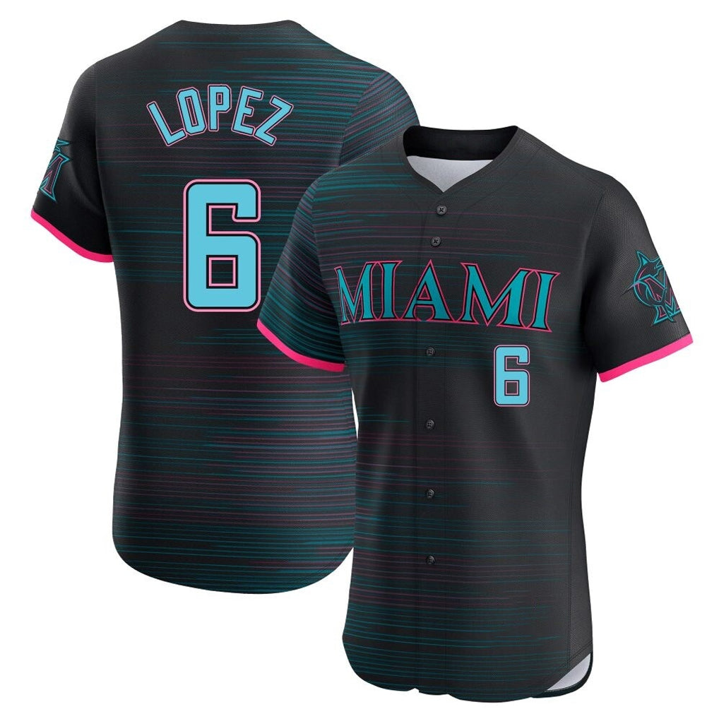 Ldoa M.Marlins #6 Otto Lopez Player Black City Connect Home Limited Elite Stitched Jerseys
