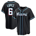 Ldoa M.Marlins #6 Otto Lopez Player Black Fashion Out Home Game Stitched Jerseys