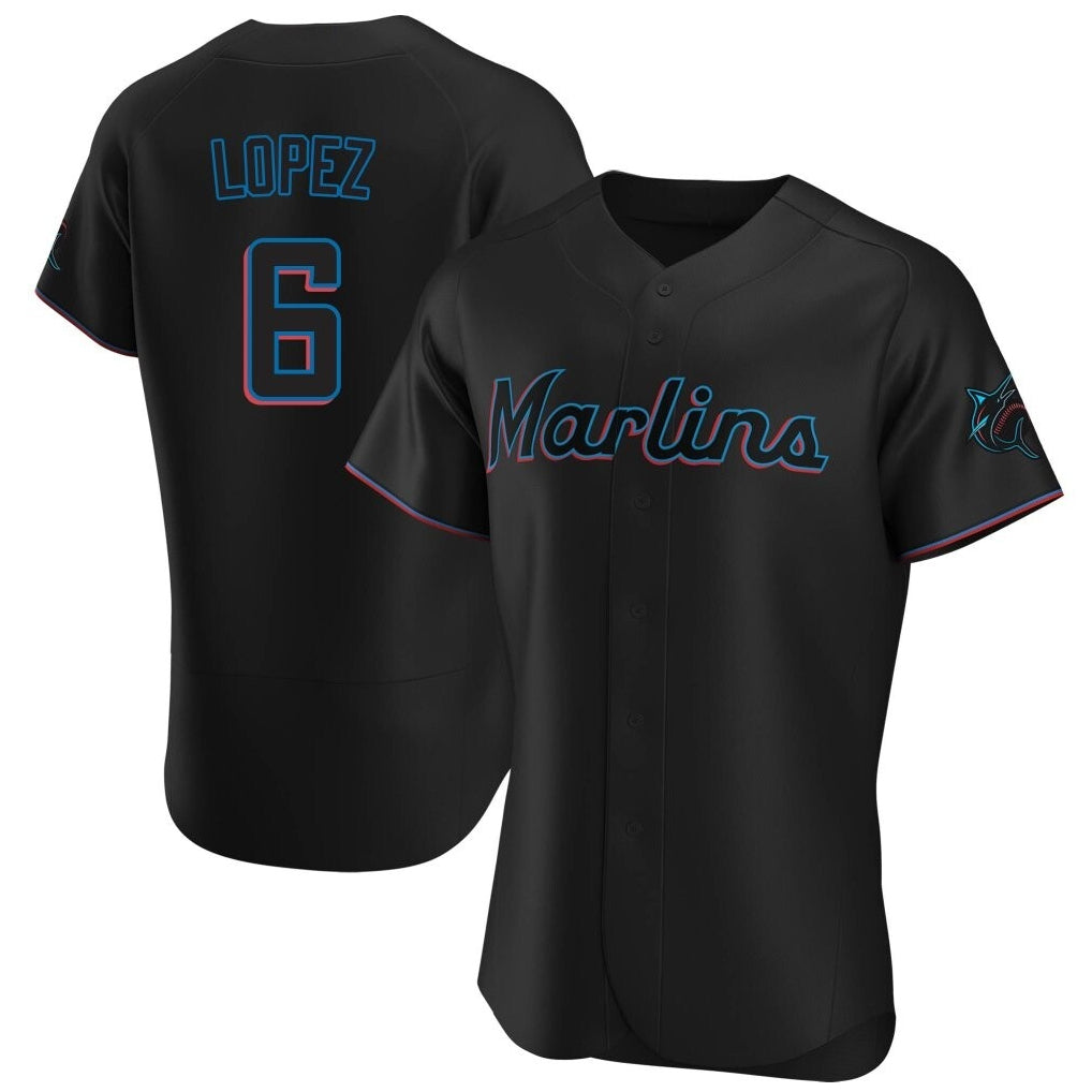 Ldoa M.Marlins #6 Otto Lopez Player Black Home Limited Elite Stitched Jerseys