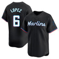 Ldoa M.Marlins #6 Otto Lopez Player Black  Home Limited Stitched Jerseys