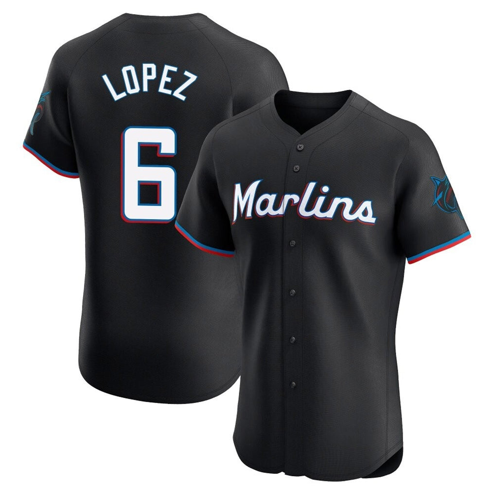 Ldoa M.Marlins #6 Otto Lopez Player Black Vapor Home Limited Elite Stitched Jerseys