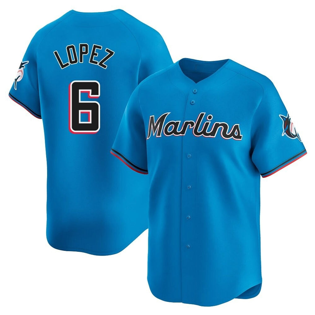 Ldoa M.Marlins #6 Otto Lopez Player Blue Home Limited Stitched Jerseys