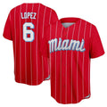 Ldoa M.Marlins #6 Otto Lopez Player Red City Connect Home Game Stitched Jerseys