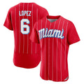 Ldoa M.Marlins #6 Otto Lopez Player Red City Connect Home Limited Elite Stitched Jerseys