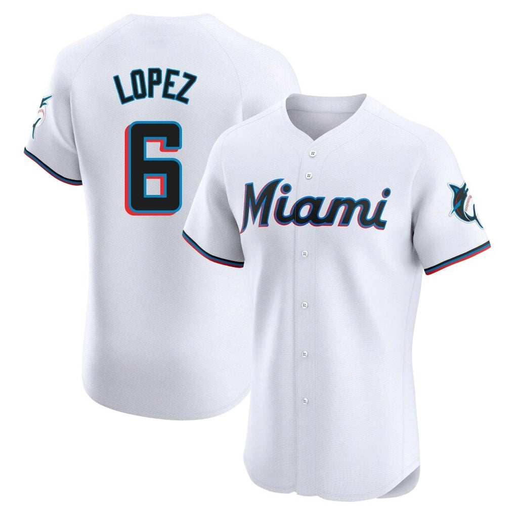 Ldoa M.Marlins #6 Otto Lopez Player White  Home Limited Elite Stitched Jerseys