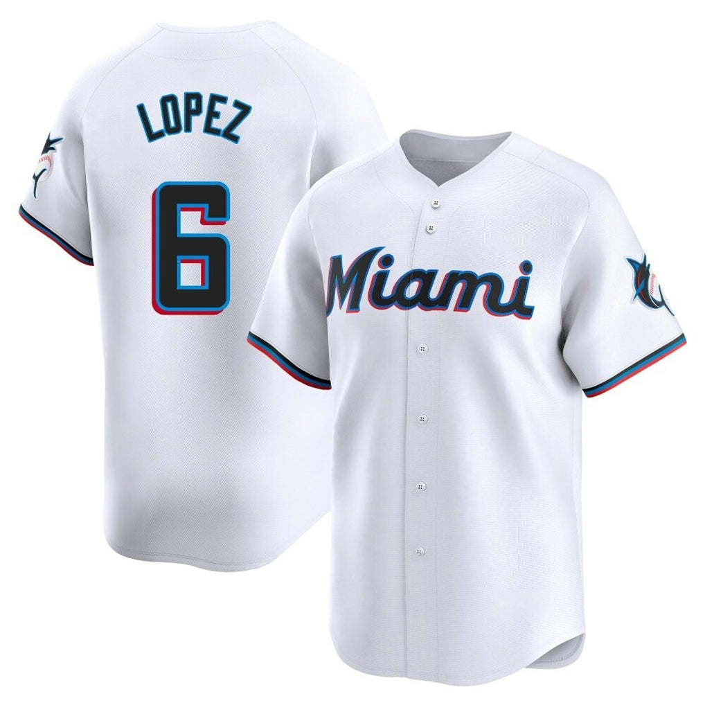 Ldoa M.Marlins #6 Otto Lopez Player White  Home Limited Stitched Jerseys