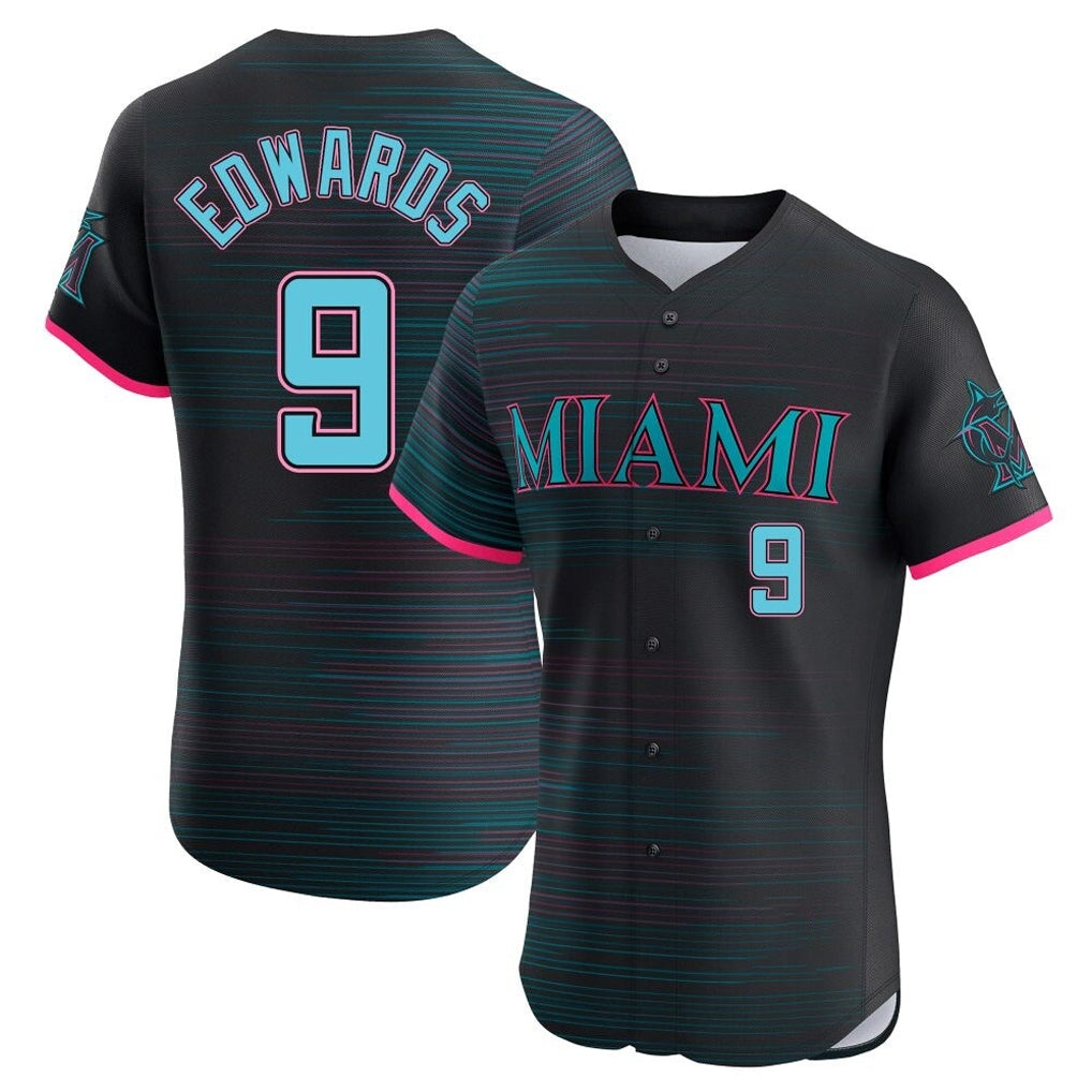 Ldoa M.Marlins #9 Xavier Edwards Player Black City Connect Home Limited Elite Stitched Jerseys
