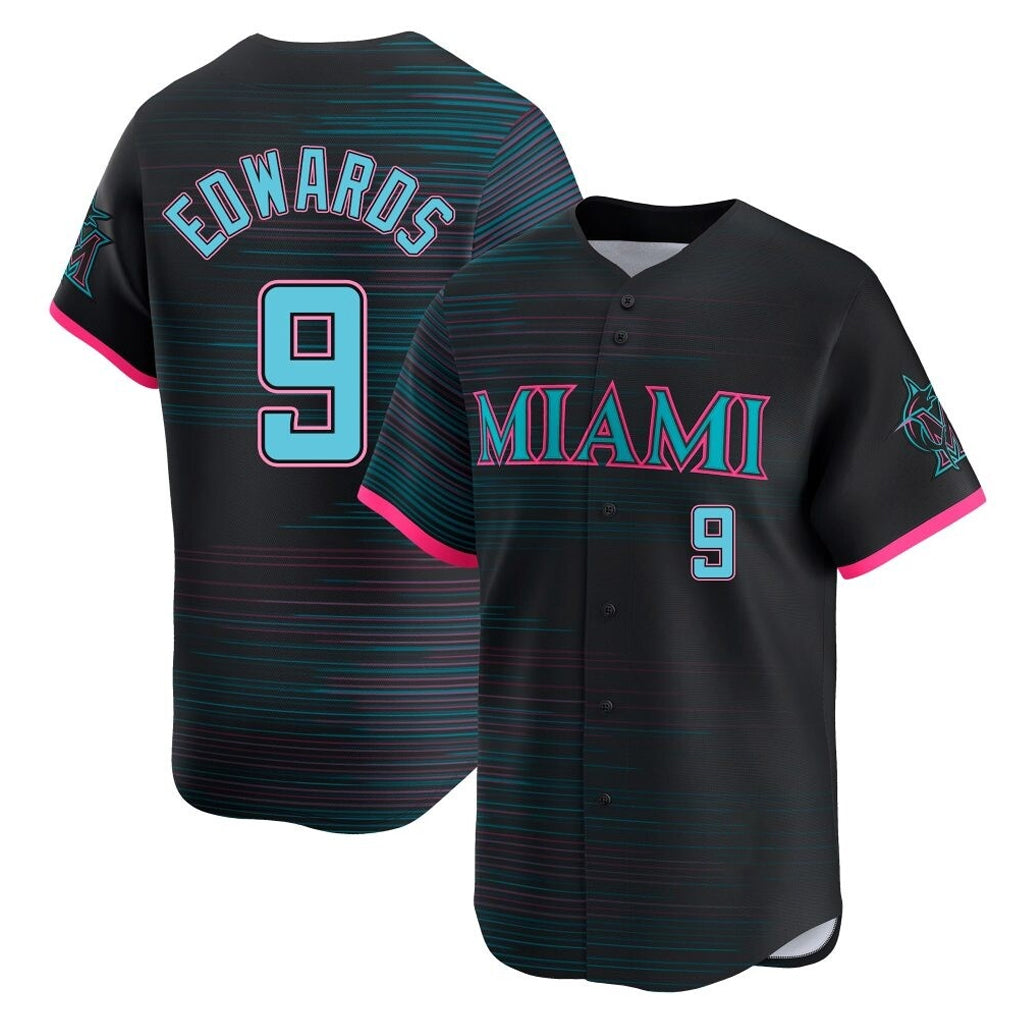 Ldoa M.Marlins #9 Xavier Edwards Player Black City Connect Home Limited Stitched Jerseys