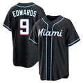 Ldoa M.Marlins #9 Xavier Edwards Player Black Fashion Out Home Game Stitched Jerseys