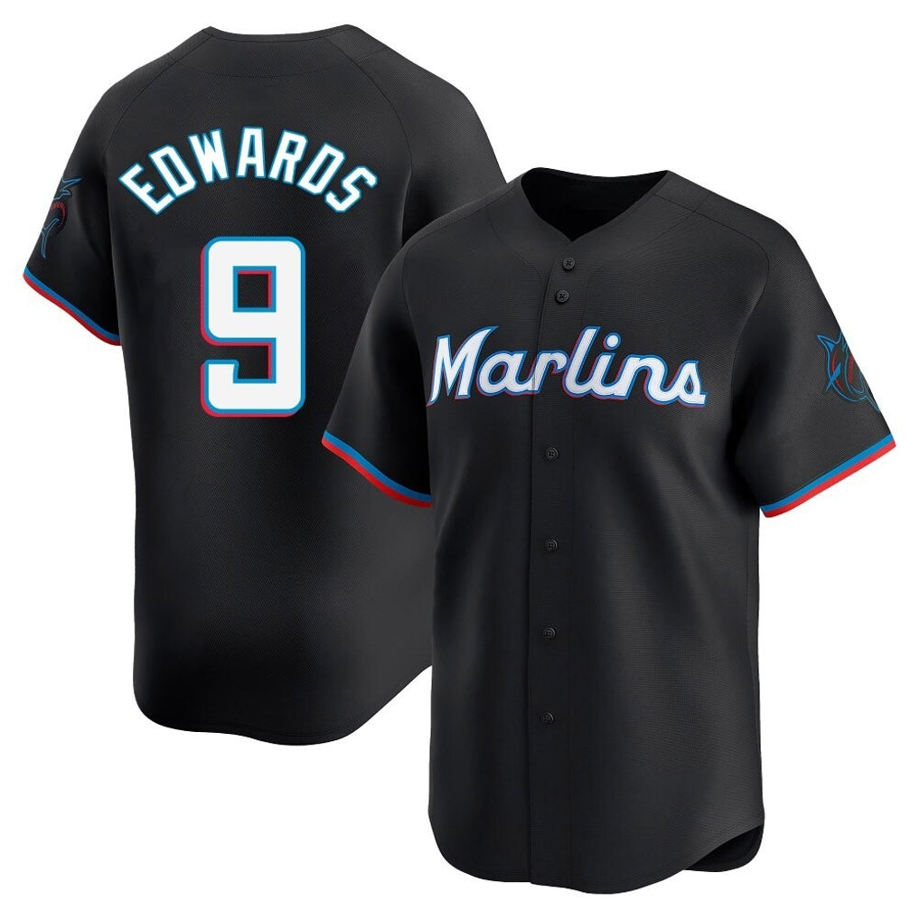 Ldoa M.Marlins #9 Xavier Edwards Player Black  Home Limited Stitched Jerseys