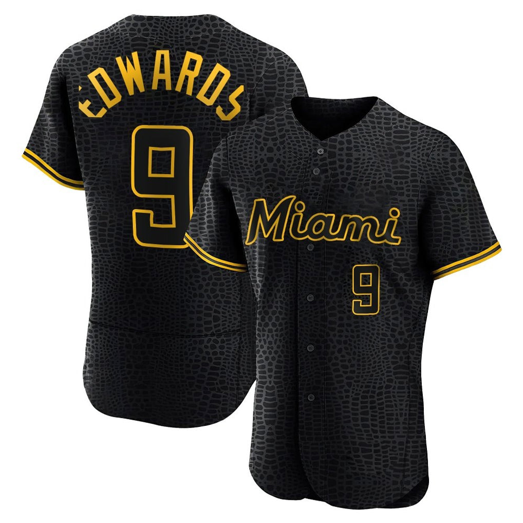 Ldoa M.Marlins #9 Xavier Edwards Player Black Snake Skin City Home Limited Elite Stitched Jerseys