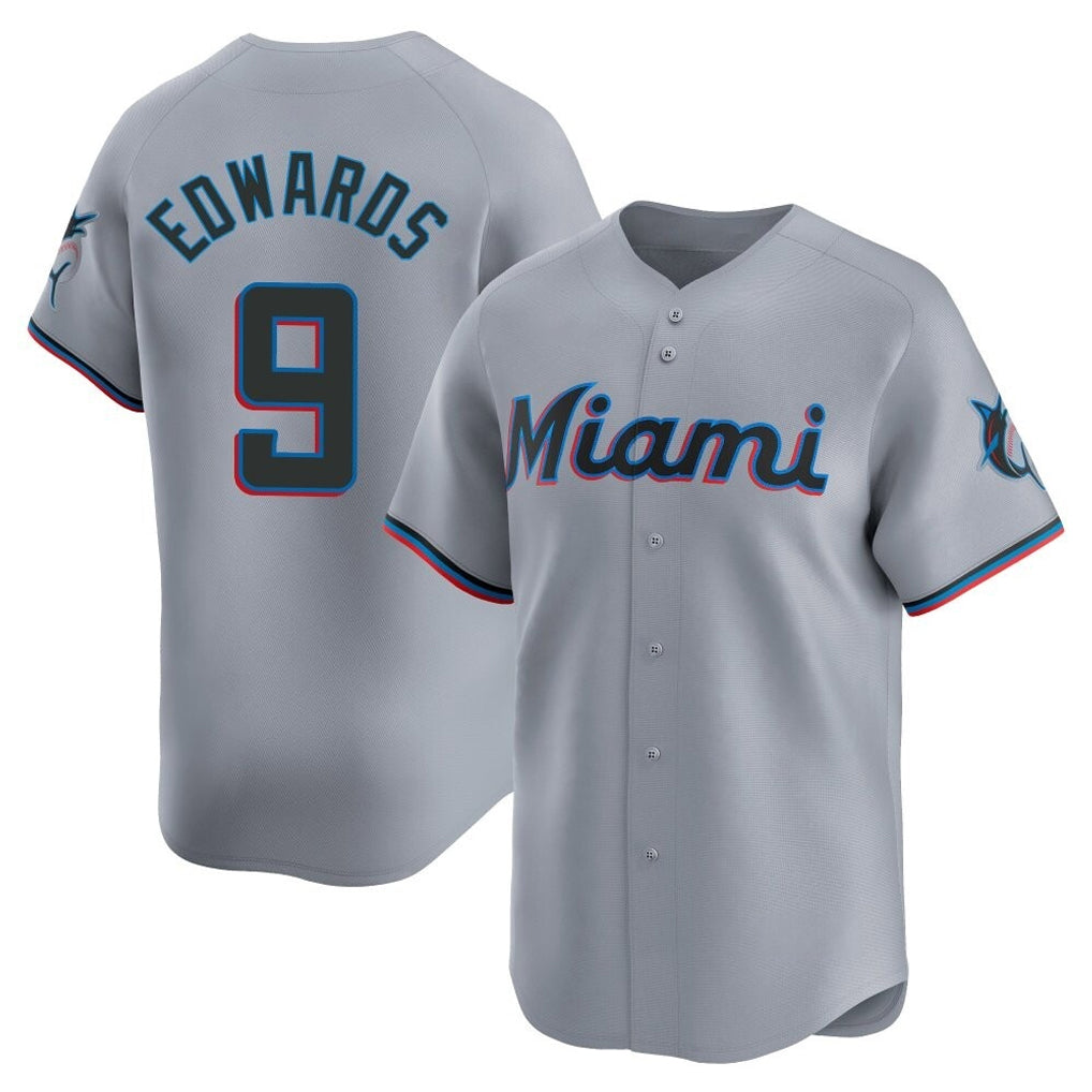 Ldoa M.Marlins #9 Xavier Edwards Player Gray Home Limited Stitched Jerseys