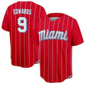 Ldoa M.Marlins #9 Xavier Edwards Player Red City Connect Home Game Stitched Jerseys