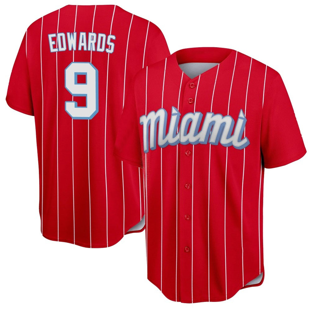 Ldoa M.Marlins #9 Xavier Edwards Player Red City Connect Home Game Stitched Jerseys