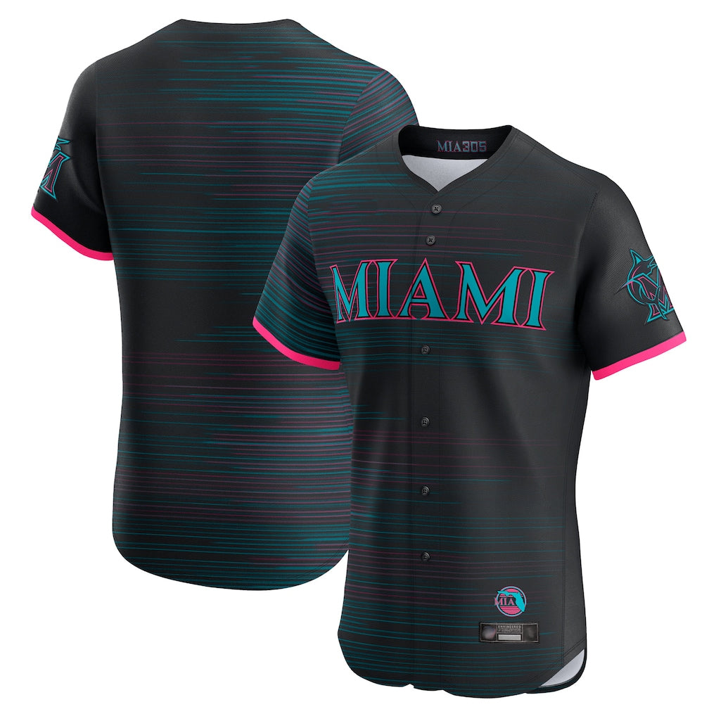 Ldoa M.Marlins Blank Player Black City Connect Home Limited Elite Stitched Jerseys