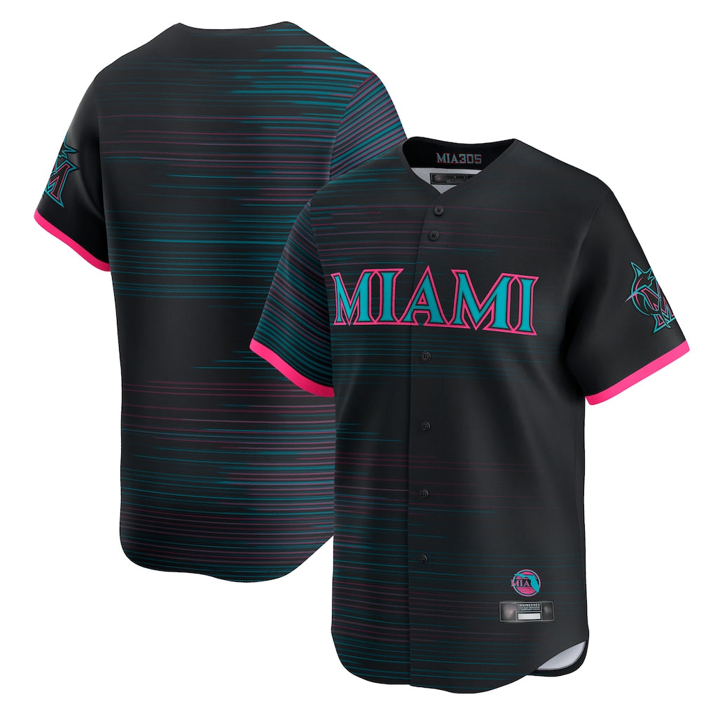 Ldoa M.Marlins Blank Player Black City Connect Home Limited Stitched Jerseys