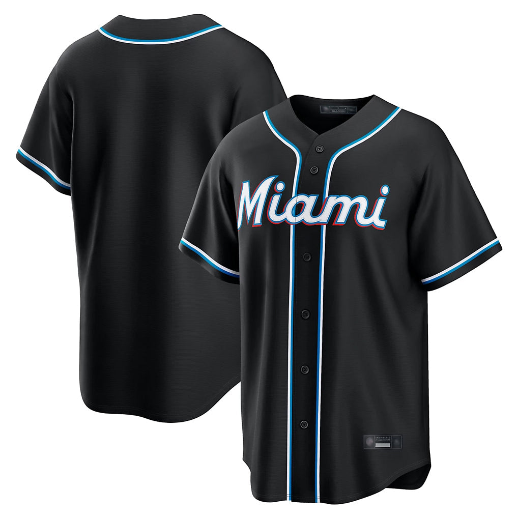Ldoa M.Marlins Blank Player Black Fashion Out Home Game Stitched Jerseys