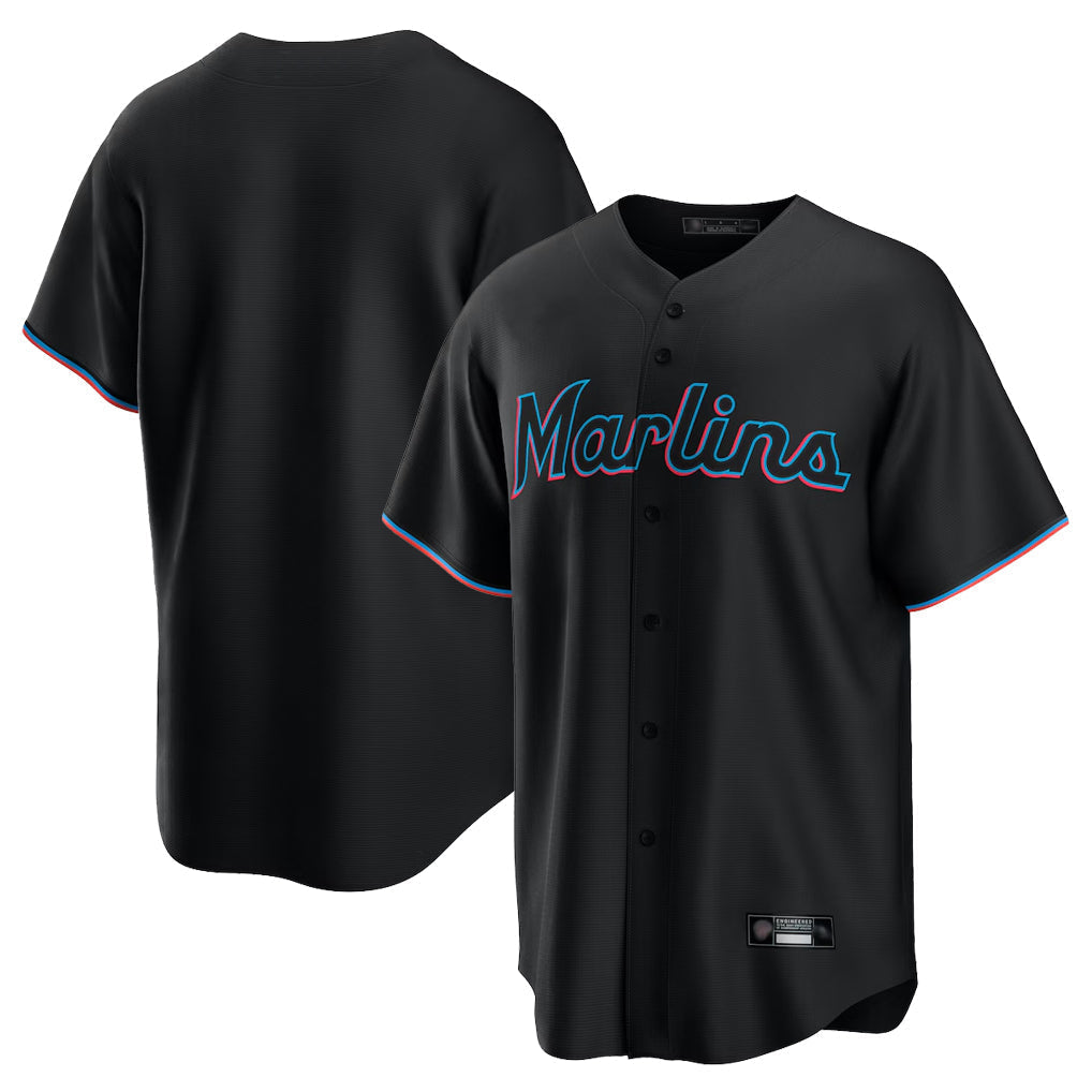 Ldoa M.Marlins Blank Player Black  Home Game Stitched Jerseys