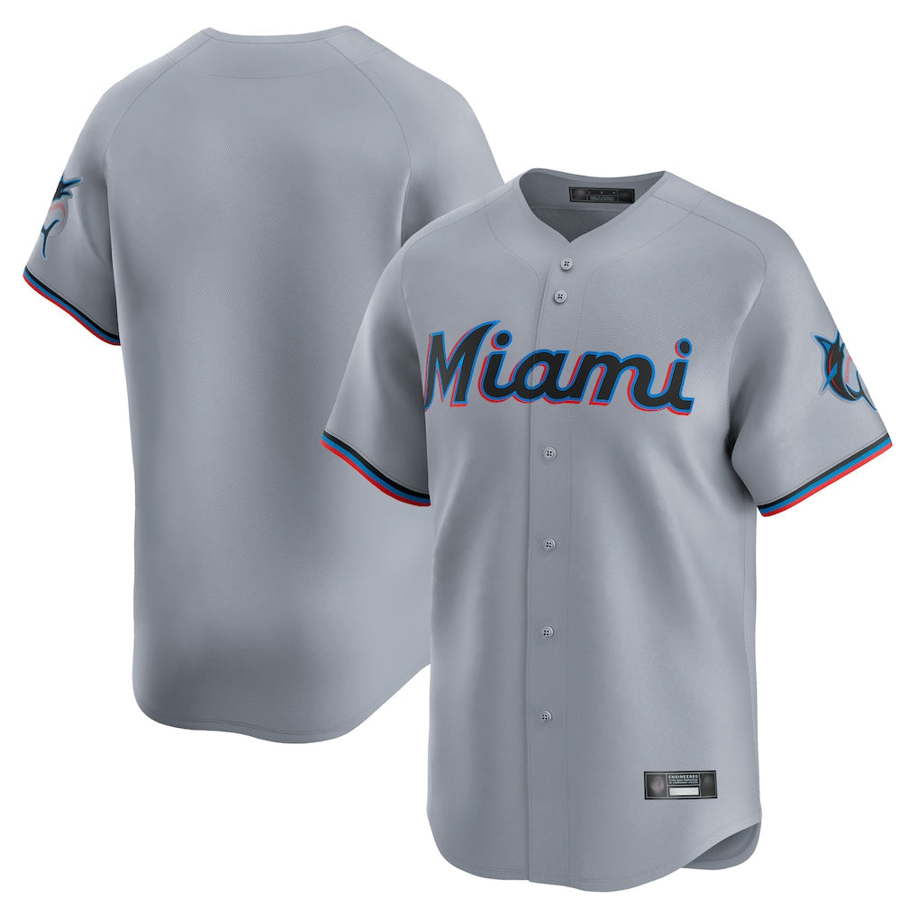 Ldoa M.Marlins Blank Player Gray Home Limited Stitched Jerseys