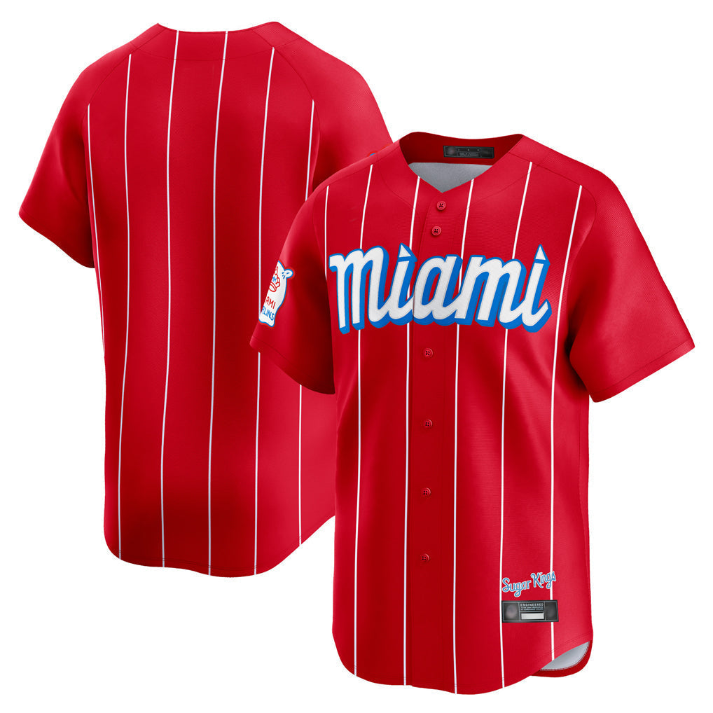 Ldoa M.Marlins Blank Player Red City Connect Home Game Stitched Jerseys