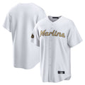 Ldoa M.Marlins Blank Player White Gold Home Game Stitched Jerseys