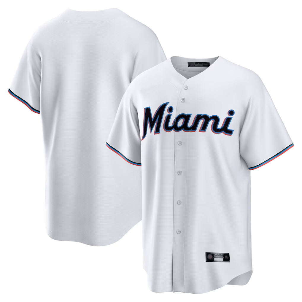 Ldoa M.Marlins Blank Player White  Home Game Stitched Jerseys