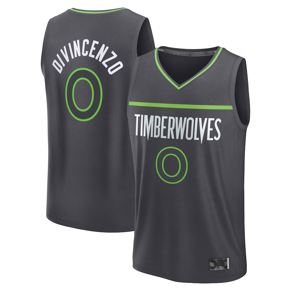 Ldoa M.Timberwolves #0 Donte DiVincenzo Charcoal Fast Break Replica Player Stitched Jerseys - Statement Edition