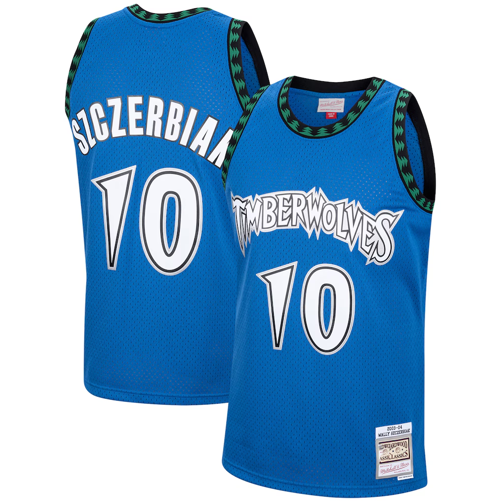 Ldoa M.Timberwolves #10 Wally Szczerbiak Mitchell & Ness Blue 2003-2004 Hardwood Classics Swingman Stitched Jerseys