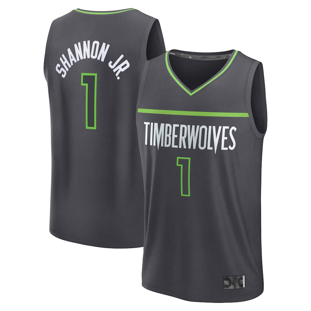 Ldoa M.Timberwolves #1 Terrence Shannon Jr. Anthracite Fast Break Replica Stitched Jerseys - Statement Edition