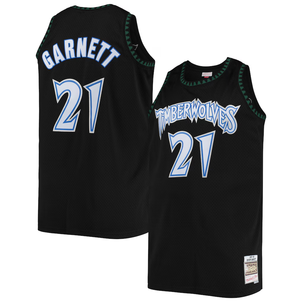 Ldoa M.Timberwolves #21 Kevin Garnett Mitchell & Ness Black 1997-1998 Big & Tall Hardwood Classics Swingman Stitched Jerseys
