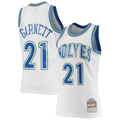 Ldoa M.Timberwolves #21 Kevin Garnett Mitchell & Ness White 1995-1996 Hardwood Classics Swingman Stitched Jerseys