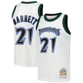 Ldoa M.Timberwolves #21 Kevin Garnett Mitchell & Ness White Hardwood Classics Swingman Stitched Jerseys