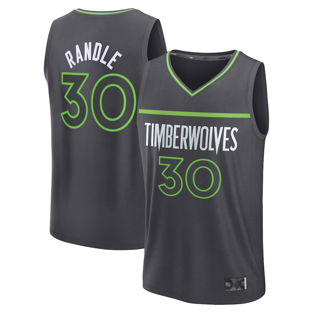 Ldoa M.Timberwolves #30 Julius Randle Charcoal Fast Break Replica Player Stitched Jerseys - Statement Edition
