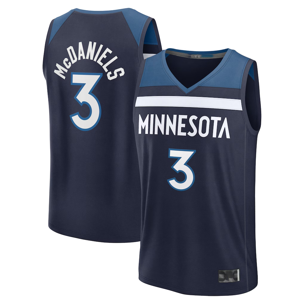 Ldoa M.Timberwolves #3 Jaden McDaniels Navy Fast Break Replica Stitched Jerseys - Icon Edition