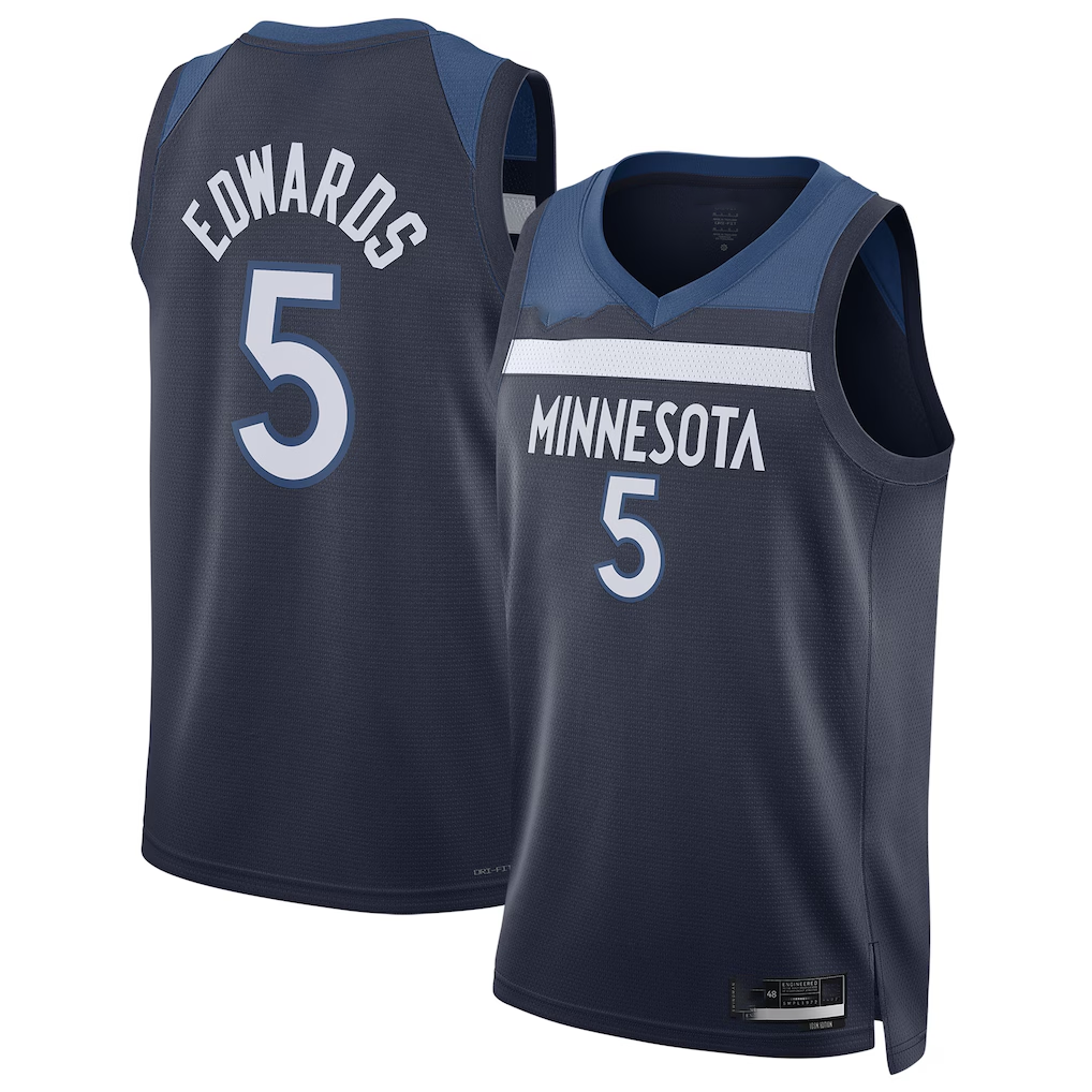 Ldoa M.Timberwolves #5 Anthony Edwards Navy Swingman Stitched Jerseys- Icon Edition