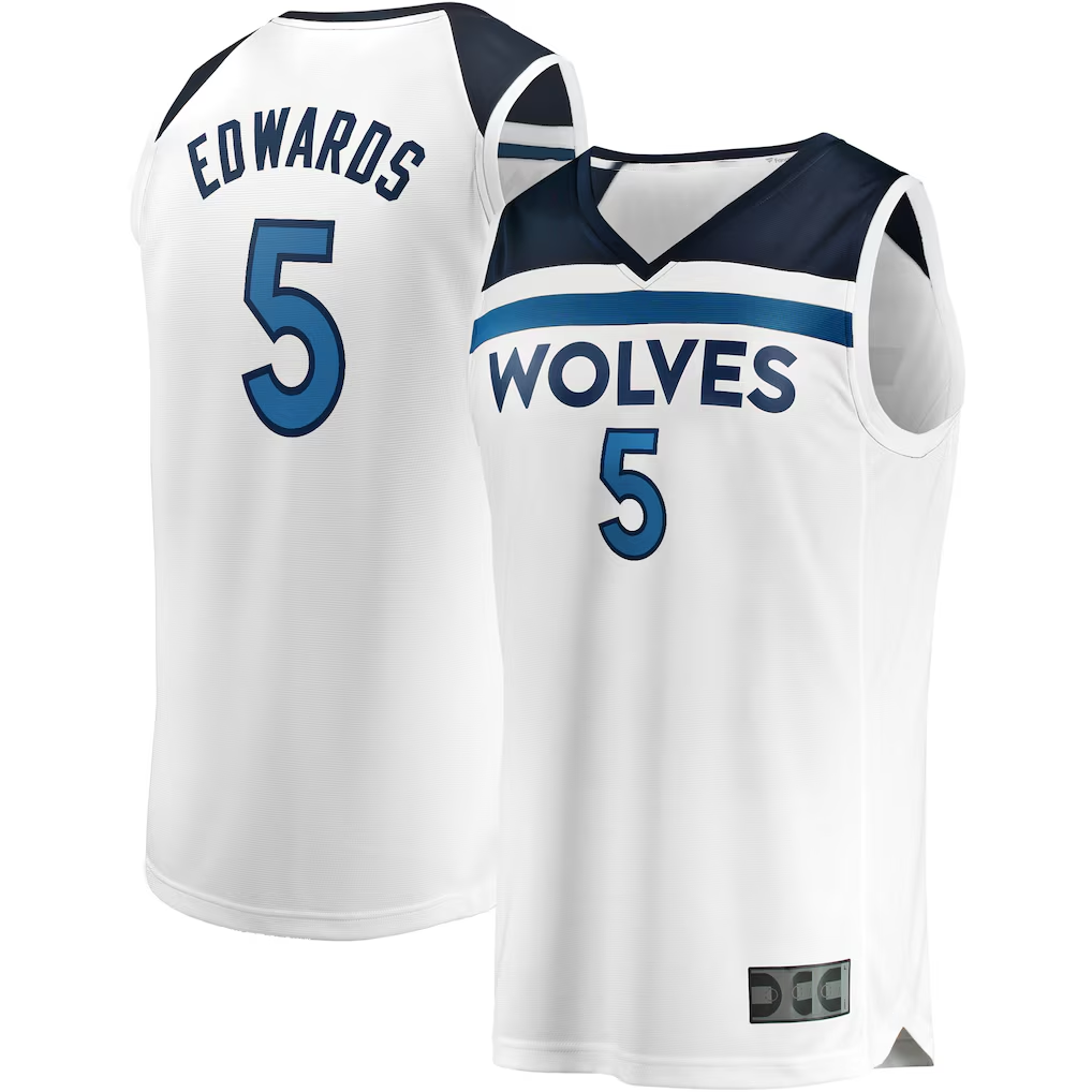 Ldoa M.Timberwolves #5 Anthony Edwards White Fast Break Replica Player Stitched Jerseys - Association Edition