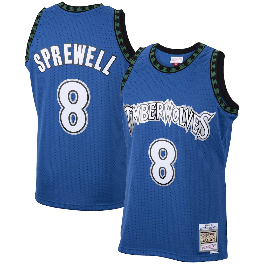 Ldoa M.Timberwolves #8 Latrell Sprewell Mitchell & Ness Blue 2003-2004 Hardwood Classics Swingman Stitched Jerseys