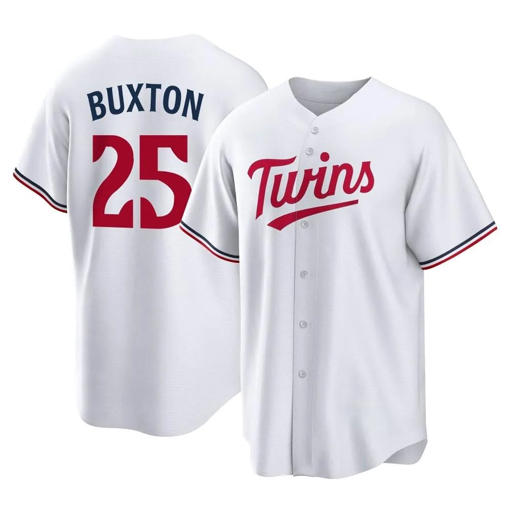 Ldoa M.Twins #25 Byron Buxton Player White Home Game Stitched Jerseys