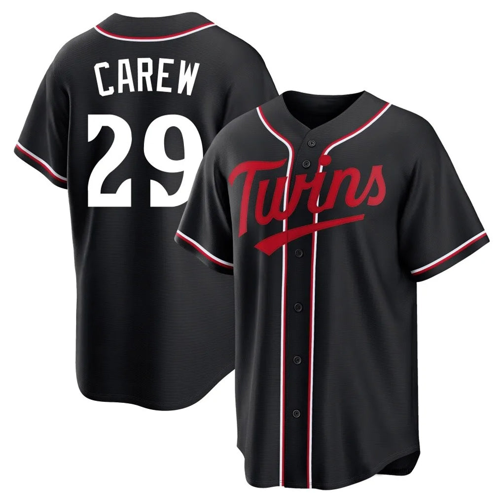 Ldoa M.Twins #29 Rod Carew Player Black Fashion Out Home Limited Stitched Jerseys