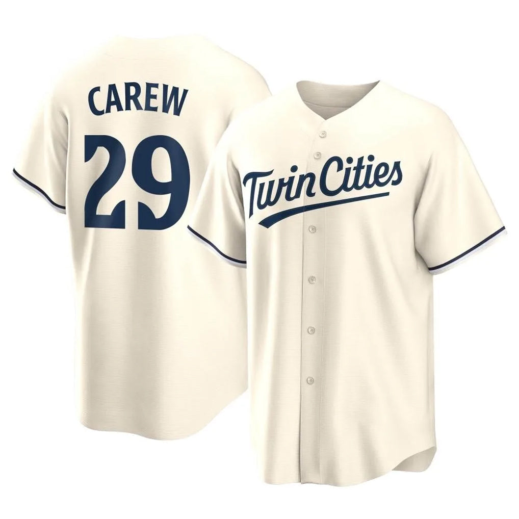 Ldoa M.Twins #29 Rod Carew Player Cream Game Limited Home Stitched Jerseys