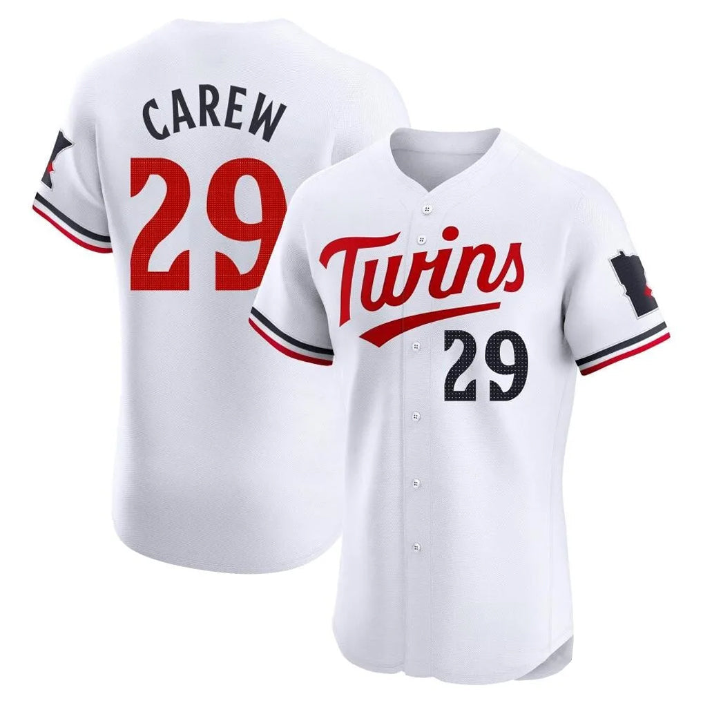 Ldoa M.Twins #29 Rod Carew Player White Home Limited Elite Stitched Jerseys