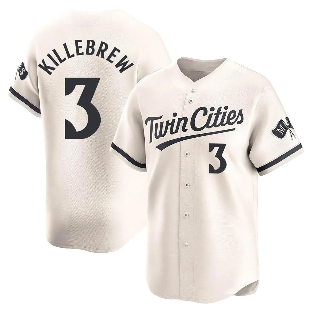 Ldoa M.Twins #3 Harmon Killebrew Player Cream Home Limited Stitched Jerseys