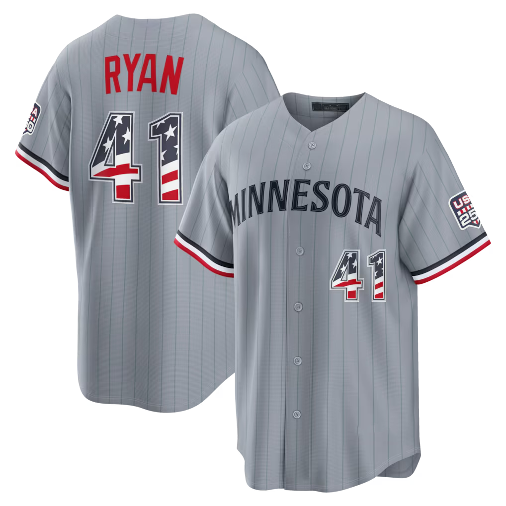 Ldoa M.Twins #41 Joe Ryan Gray USA 250 Fourth of July Road Stadium Jersey