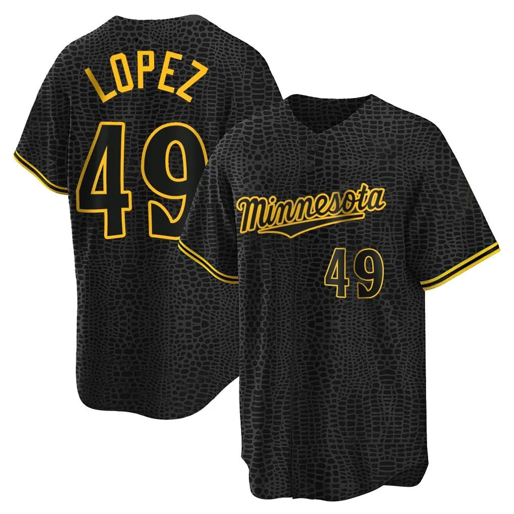 Ldoa M.Twins #49 Pablo Lopez Player Black Snake Skin City Home Game Stitched Jerseys