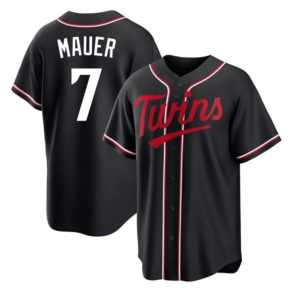 Ldoa M.Twins #7 Joe Mauer Player Black Fashion Out Home Limited Stitched Jerseys