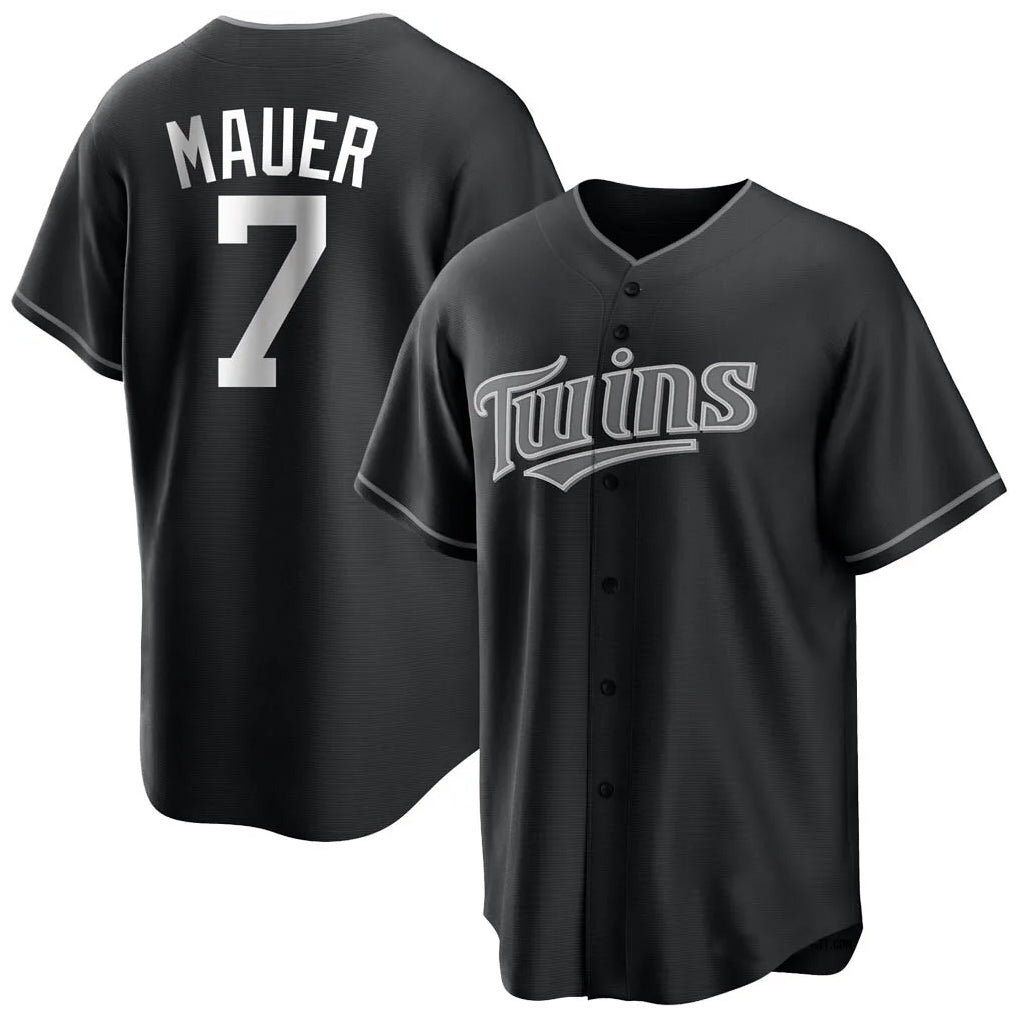 Ldoa M.Twins #7 Joe Mauer Player Black Home Game Stitched Jerseys