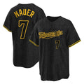 Ldoa M.Twins #7 Joe Mauer Player Black Snake Skin City Home Game Stitched Jerseys