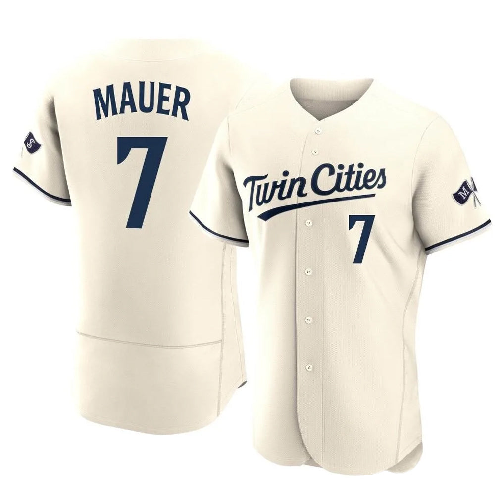 Ldoa M.Twins #7 Joe Mauer Player Cream Home Limited Elite Stitched Jerseys
