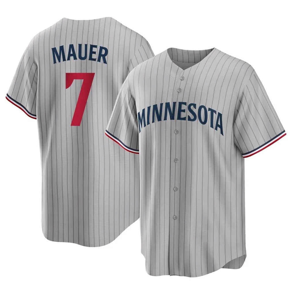 Ldoa M.Twins #7 Joe Mauer Player Gray Game Limited Home Stitched Jerseys